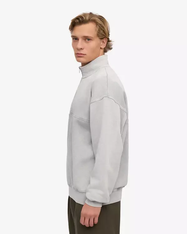 Colorful Standard Organic Quarter Zip Faded Grey unisex hellgrau